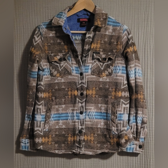 Rock & Roll Denim Southwestern Boxy Aztec Print Shacket Size Medium - Picture 1 of 9